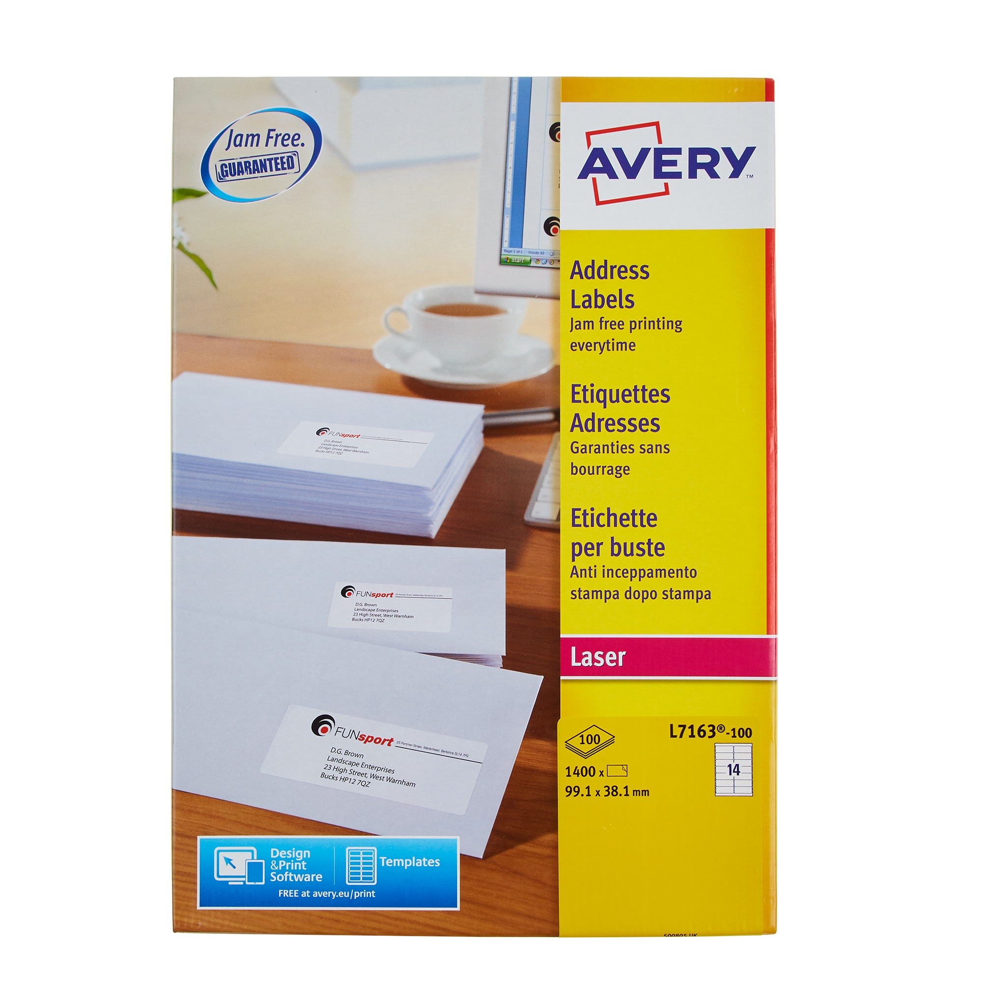 White Avery Jam-Free Quick PEEL Labels - Box of 100 Sheets